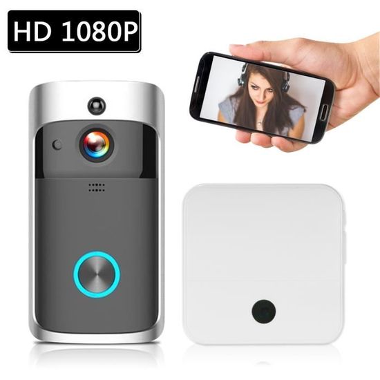 Smart HD 1080P Interphone vidéo sans fil WI-FI Portier Vidéo Portier Visuel Cloche WIFI Caméra de Sonnette pour Appartements IR Al