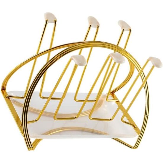 Porte-gobelets Cuisine Porte-bouteilles Et Gobelets 6 Places - Égouttoir à Vaisselle Compact Avec Bac Récupérateur D'eau Rangement Cuisine Métal