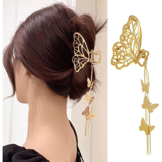Pinces à cheveux papillon en cristal strass pour femmes, pinces à cheveux mignon