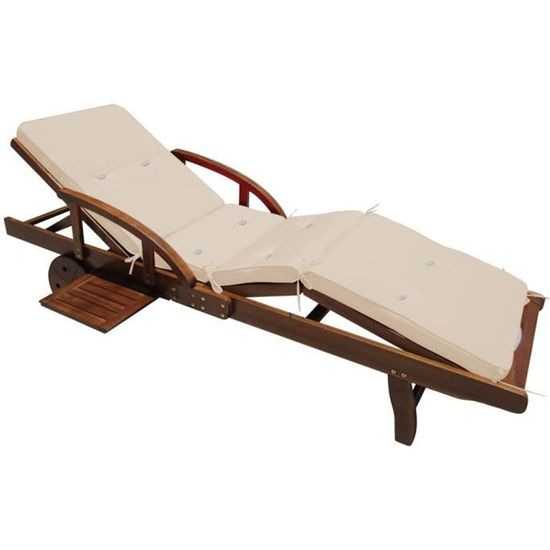 Coussin pour transat chaise longue de jardin DEUBA - Crème - Hydrofuge - Confortable