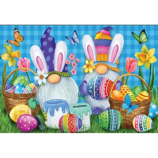 Kit Autocollants Diamant Pâques DIY - 18 Motifs (lapins, Poussins) - Pour Enfants - Activité Manuelle Créative