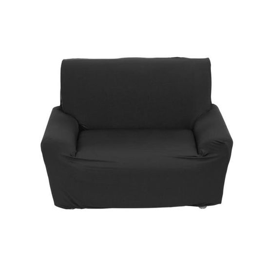 2 places extensible chaise canapé Slip causeuse canapé protéger couverture complète housse élastique noir -LUS