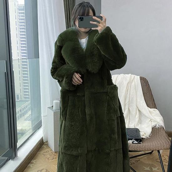 Manteau Femme Vetements d exterieur chauds de luxe en fausse fourrure de grande taille Vert armee Vert armee Cdiscount Pret a Porter