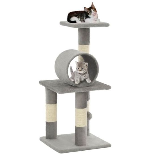 9108TOP VENTE-Arbre à chat avec griffoir - Centre d'Activités Arbre à chat Pour Grand petit Chat Professionnel en sisal 65 cm Gris