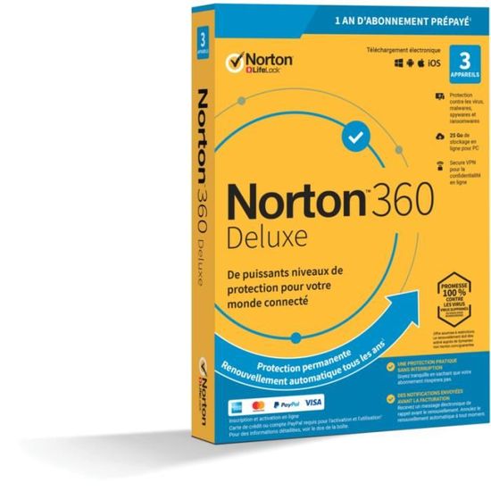 Logiciel antivirus et optimisation Symantec Norton 360 Deluxe 50Go 5 postes
