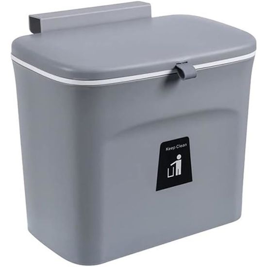 Poubelle Murale De Cuisine Yooghuge Avec Couvercle - 7L Ou 9L - À Suspendre Ou Poser - Design Pratique - 6