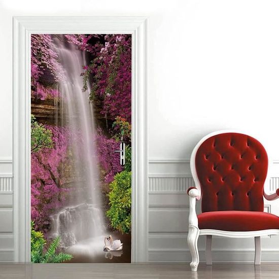 Sticker Mural Cascade Turquoise - IdealDesign H728_PLNS - Autocollant Grand Format