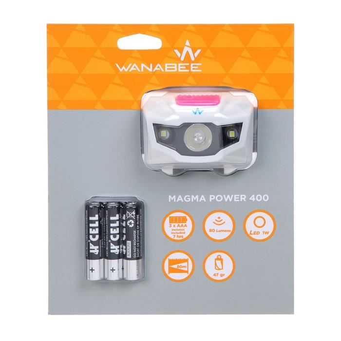 WANABEE Lampe Frontale Magma Power 400 Strap - Rose