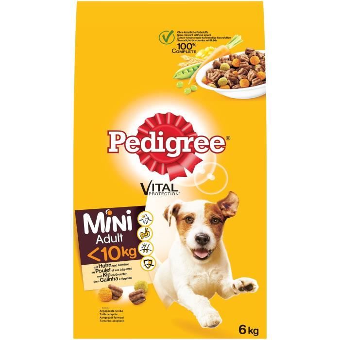 PEDIGREE Mini - Croquettes au poulet et aux légumes - Pour chien adulte de petite taille - 6 kg