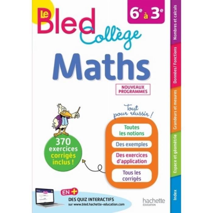 Maths 6e A 3e Le Bled College Cdiscount Librairie