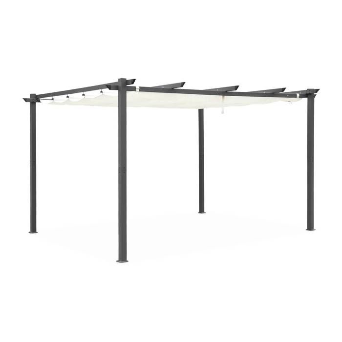 Pergola aluminium - Isla 3x4m - Toile écru- Tonnelle idéale pour votre terrasse. toit rétractable. toile coulissante. structure
