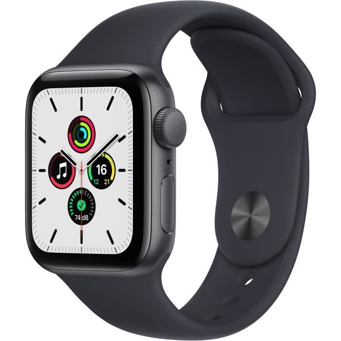 Apple Watch SE GPS 2021 - 40mm - Boitier Space Grey Aluminium - Bracelet Sport Midnight