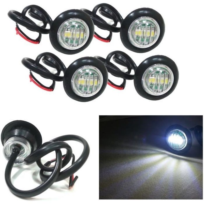 4 x 12V LED BLANC FEUX DE GABARIT CAMION CARAVANE CHASSIS REMORQUES CAMPER