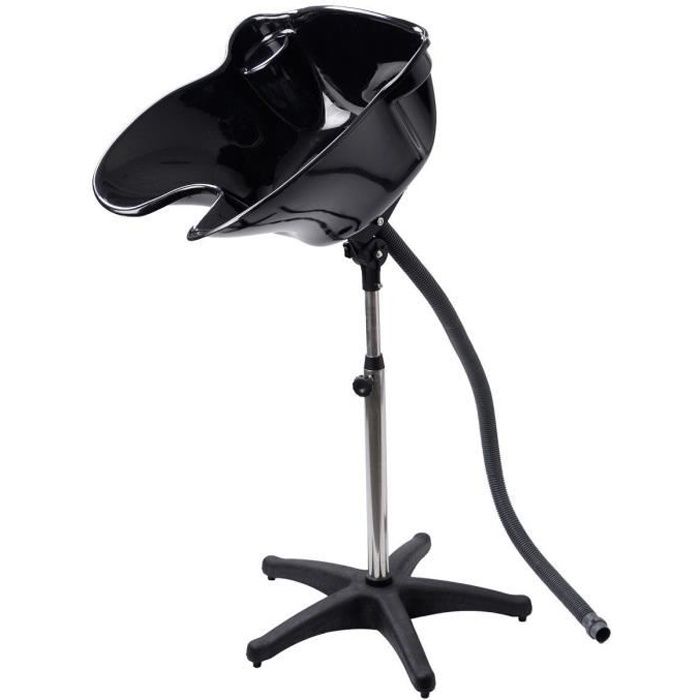 Lave-Tête Coiffure Lave Tête sur Pied Bac Lave Tête Hauteur Réglable pour Coiffure Salon de Beauté Lave-Tête Réglable Noir