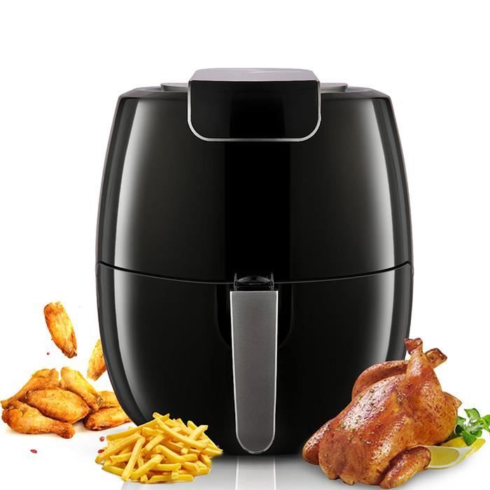 Friteuse Electrique sans Huile, Friteuse à Air Chaud 1800W, Capacité 6.5 L, Cuve Amovible, Panneau Digital, Minuteur, Noire