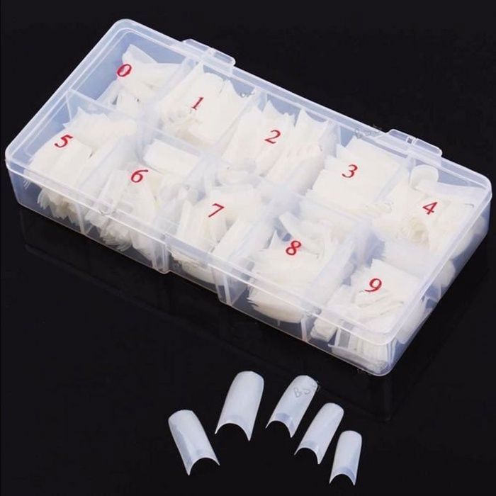 Boîte 500Pcs blanc clair naturel français faux acrylique ongles art conseils UV Gel DIY