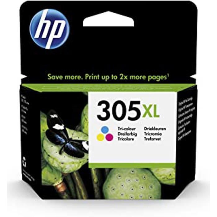 305Xl Cartouche D'Encre Tricolore Authentique (3Ym63Ae) Pour Deskjet 2300, Deskjet 2700, Deskjet Plus 4100, Envy 6000 Et Envy Pro 64