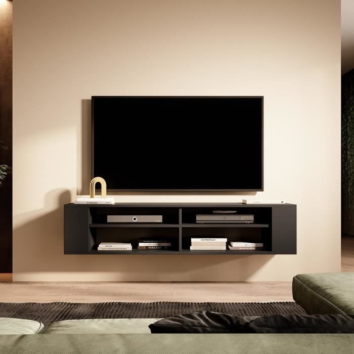 Meuble TV - WERI - 140 cm - noir - style moderne