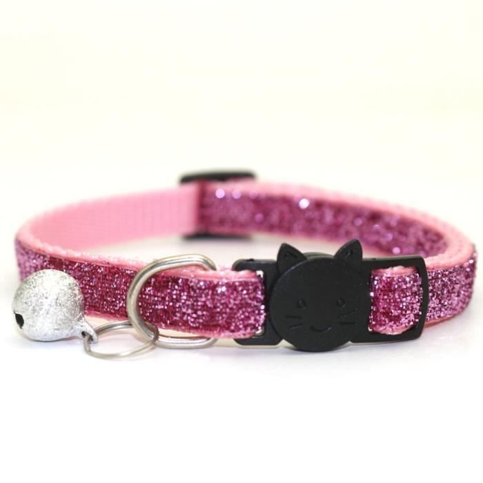 Collier chat avec cloche pour animaux domestiques,Sécurité réglable,paillettes - Type Rose-One Size