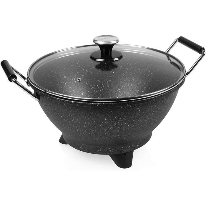 Princess Wok électrique Stir-Fry-7 L-30 cm de diamètre-1 400 W-Fonte d'aluminium, BPA, 7 liters, Noir