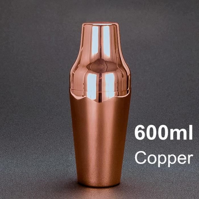 600ml acier inoxydable français Cocktail Shaker classique et élégant barre Cocktail Shaker barman outil~copper plated*DE12064