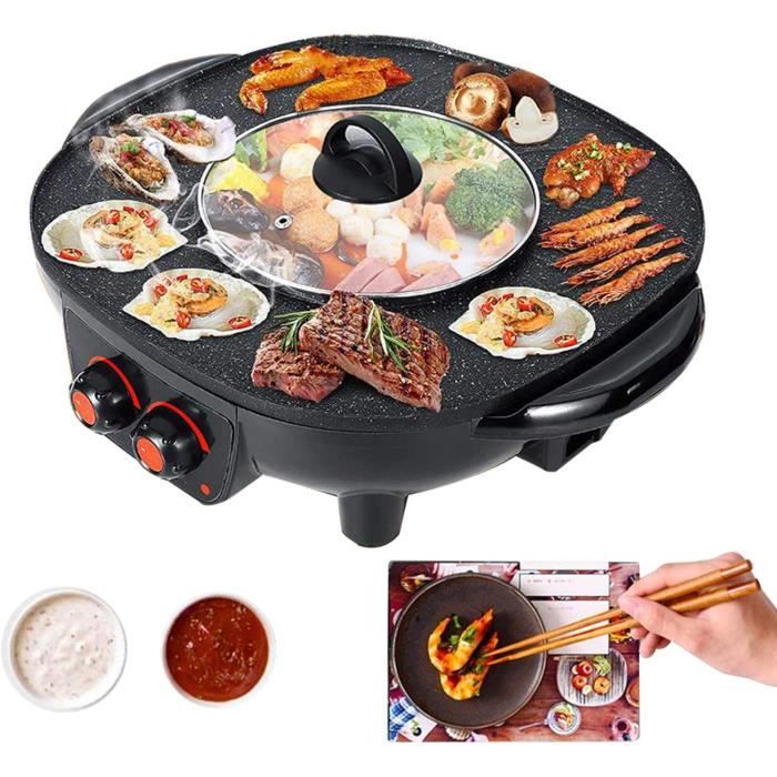 TWSOUL Gril Et Hot Pot Double Pot,Le Barbecue Thaïlandais Et Hot Pot,Barbecue Intérieur Sans Fumée-Facile à Nettoyer,Convient Pour L