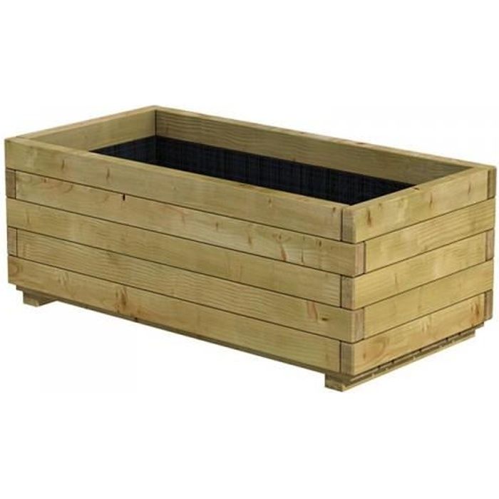 Bac rectangle en bois épicéa autoclave pot 100 x 50 x 39cm - Traité contre les fongicides