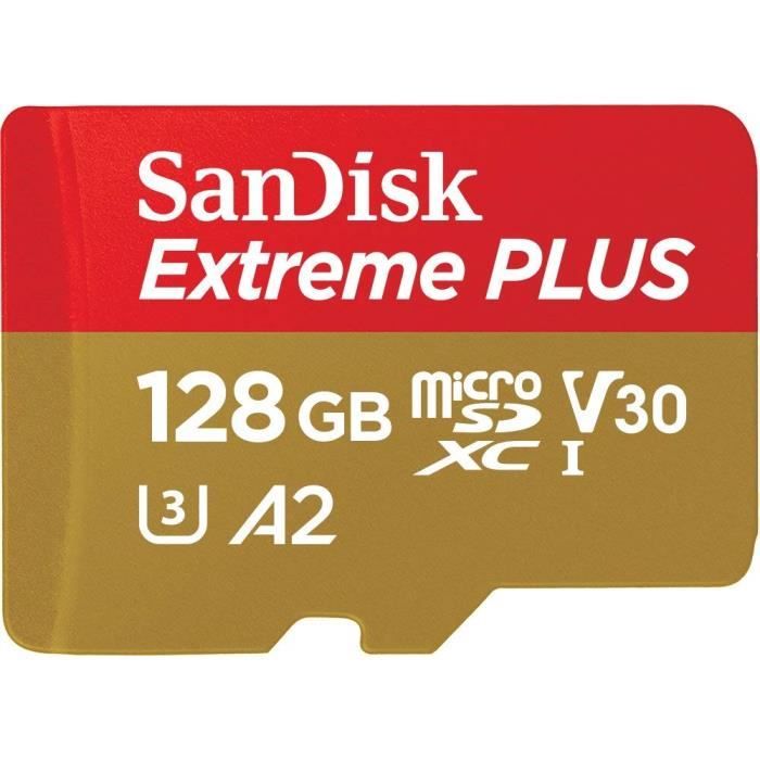 SanDisk Extreme Plus 128GB microSDXC Memory Card + SD Adapter with A2 App Performance + Rescue Pro Deluxe, up to 170MB-s, Class
