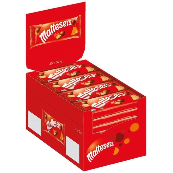Billes croquantes de chocolat au lait fourré au lait malté - Maxi Pack de 25 sachets de 37g