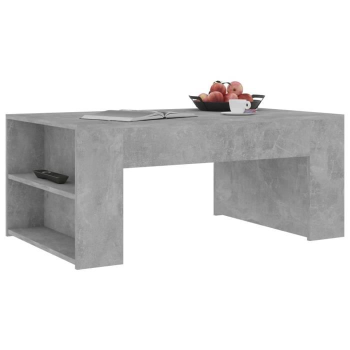 756644 - Design Furniture - Table basse style Scandinave - Bout de canapé Table à thé Gris béton 100x60x42 cm Aggloméré