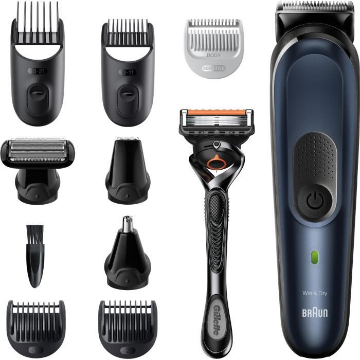 Braun 7 MGK7330, Tondeuse À Barbe 10-En-1 Pour Homme, Tondeuse Pour Visage, Cheveux, Corps