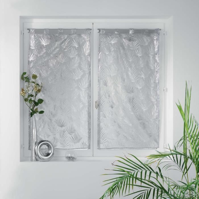 Paire droite passants 2x60x120 cm voile sable imp. metallise kolza Gris/Argent