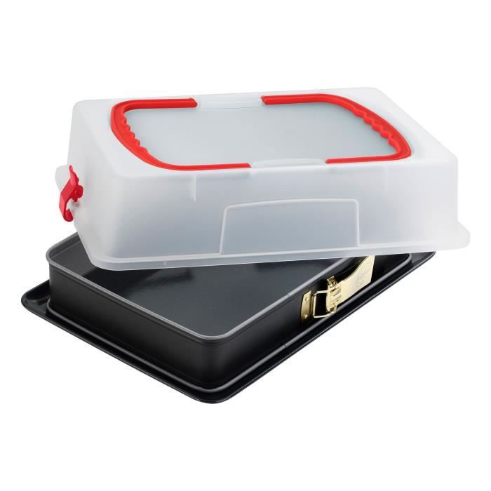 Dr. Oetker 1123 Moule à charnière rectangulaire Back-Idee avec Plat de Service et Couvercle 38x25 cm Noir, Émail, 38 x 25 x 7 cm