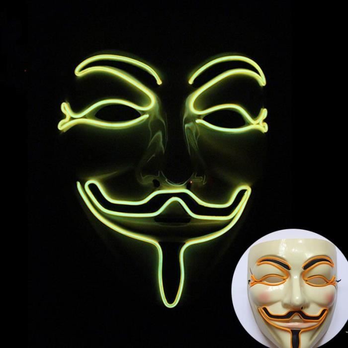 Masque rougeoyant d'Halloween LED V for Vendetta Cosplay