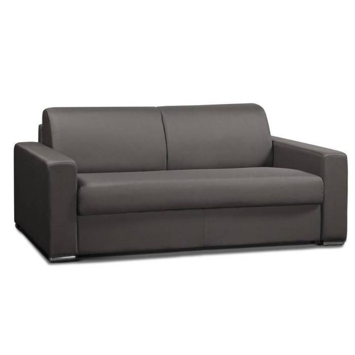 Canapé convertible 2- ALLURE matelas mémory 20cm sommier lattes 120cm polyuréthane taupe taupe Bois Inside75