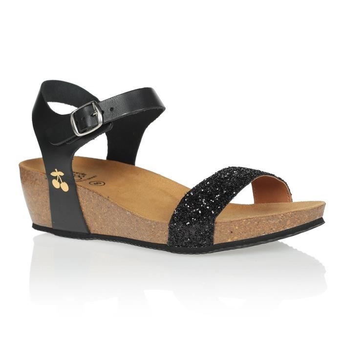 LE TEMPS DES CERISES Sandales Astrid Glitter Black Femme