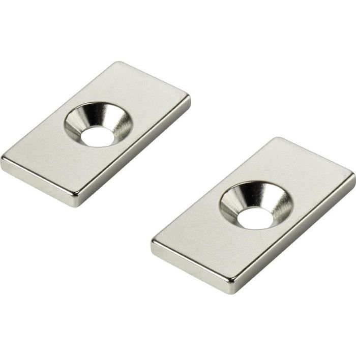 Aimant Bloc avec trou 30 x 10 x 3mm Néodyme N35 - S pôle - 5 pièces