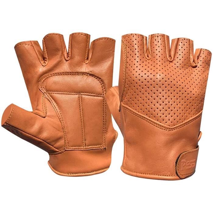 Mitaines Gants Homme Cuir Agneau Conduite Voiture Bus Vélo Ou Fitness Musculation Mode - Camel