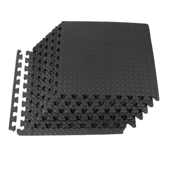 Lot de 12 Pièces Tapis de Protection de Sol,Tapis de Sol Puzzle,Tapis de Gymnase,Tapis de Sport en Mousse EVA 60 x 60 x 1,2CM Noir