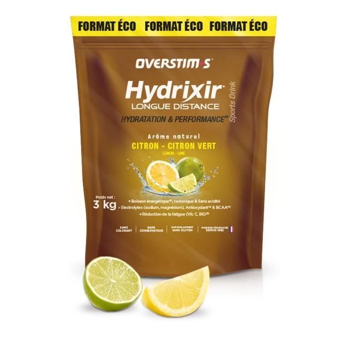 OVERSTIMS - Boisson Hydrixir Longue distance - Hydratation et maintien des performances - Citron Citron-vert - sachet 3 kg