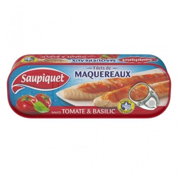 Saupiquet Filets de Maquereaux Sauce Tomate & Basilic 169g (lot de 5)