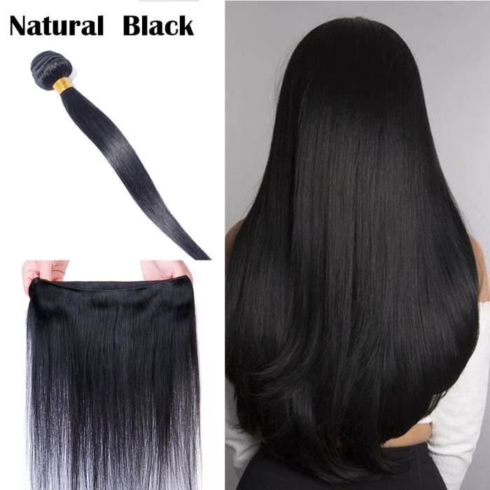 Tissage Naturel Pour Cheveux Tissage Bresilien Un Lot Lisse Extension Raide Tissage Naturel Cheveux Humain (Noir Naturel, 12 Pouces)