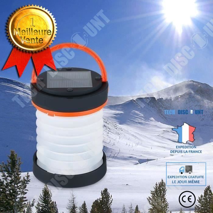 TD® Lampe De Camping Solaire Pliable Lampe Imperméable Batterie Urgence Chargeur USB Rouge Campement Forêt Tente Charge Complète