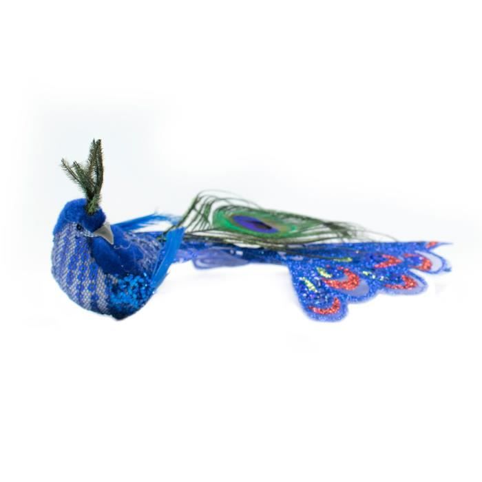 Décoration d'Arbre de Noël avec un Paon Bleu - 21 cm - Ornement à paillettes et paillettes de TRIXES
