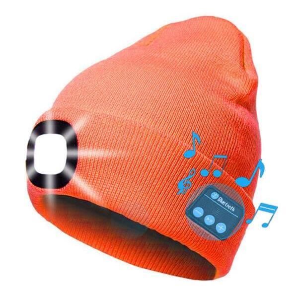 LED Bluetooth Bonnet Lumineux, Rechargeable USB Rechargeable Musical Running Chapeau Ultra Lumineux 4 LED Lampe Étanche Utilisation