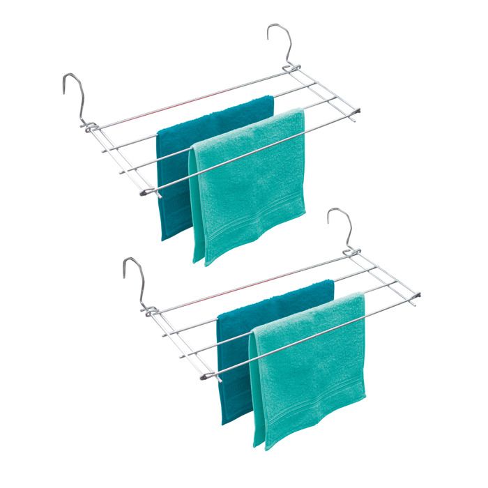 WENKO Étendoir à Linge Radiateur Balcon Baignoire Lot de 2 Séchoir Pliable Longueur Étendage 2 40m Chromé 57x7 5x23 cm