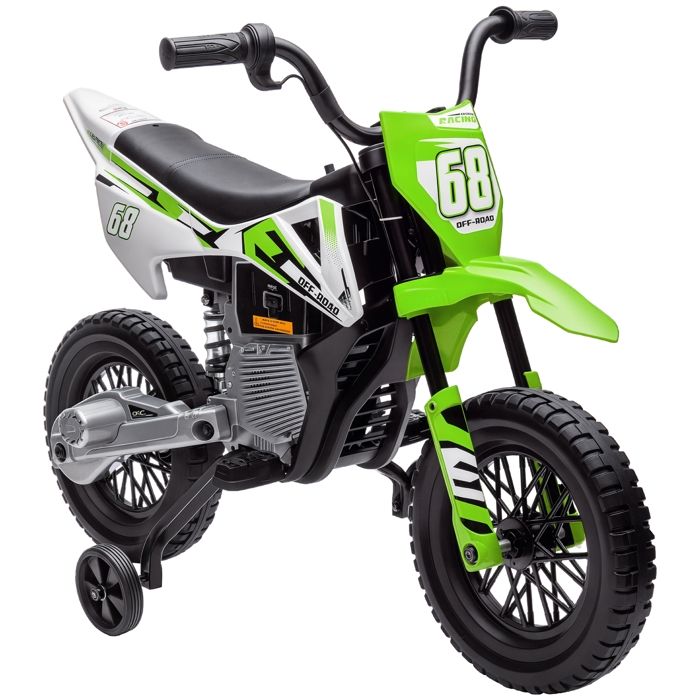 Moto électrique pour enfant - AIYAPLAY - de 3 à 6 ans - 2 moteurs 12V vitesse max. 5 km/h - roues dentraînement - musique - vert