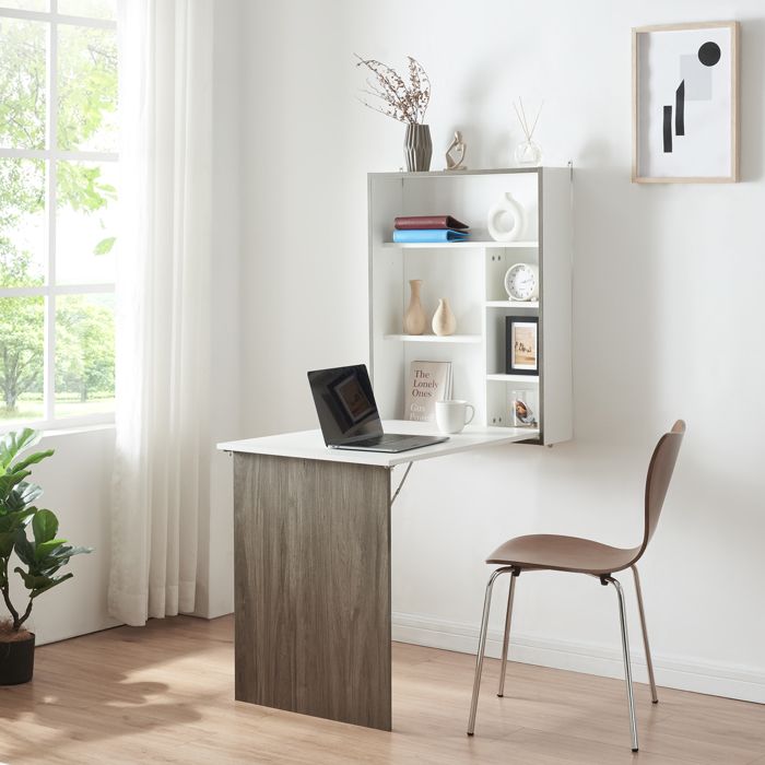 Bureau mural pliant Greve 72 x 77 x 59 cm blanc effet bois
