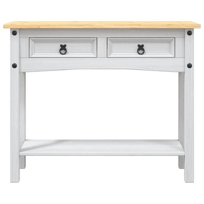 Table dappoint Console Vidaxl Gamme Corona Pin mexicain Blanc 90x345x73 cm T61
