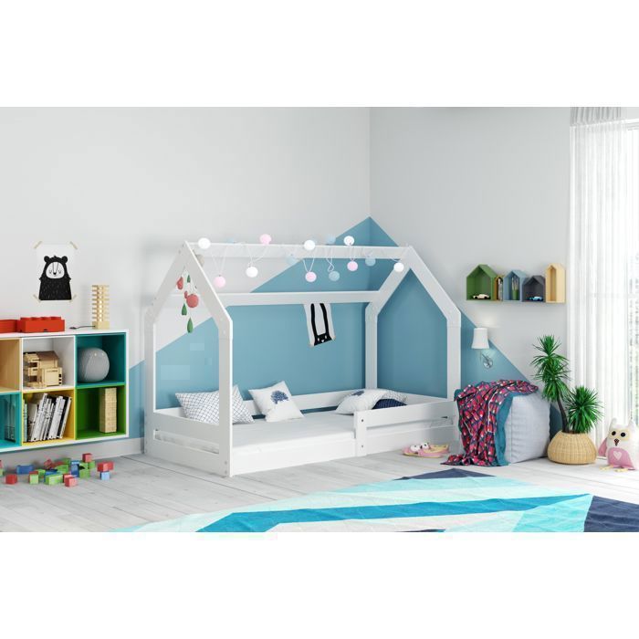 Vitalispa Lit Cabane Wiki, Blanc, 90x200 Cm Avec Lit Dappoint Et Matelas 93187757